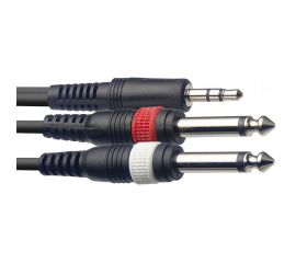 Купить Stagg SYC3/MPSB2P Кабель mini stereo jack 3.5 x-2 mono jack 6.3  3 m