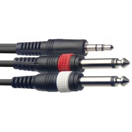 Купить Stagg SYC2/MPSB2P Кабель mini stereo jack 3.5 x-2 mono jack 6.3  2 m