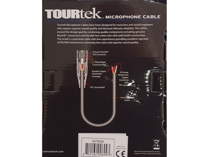Купить Tourtek TM20 Кабель микрофонный XLR- XLR 6 m