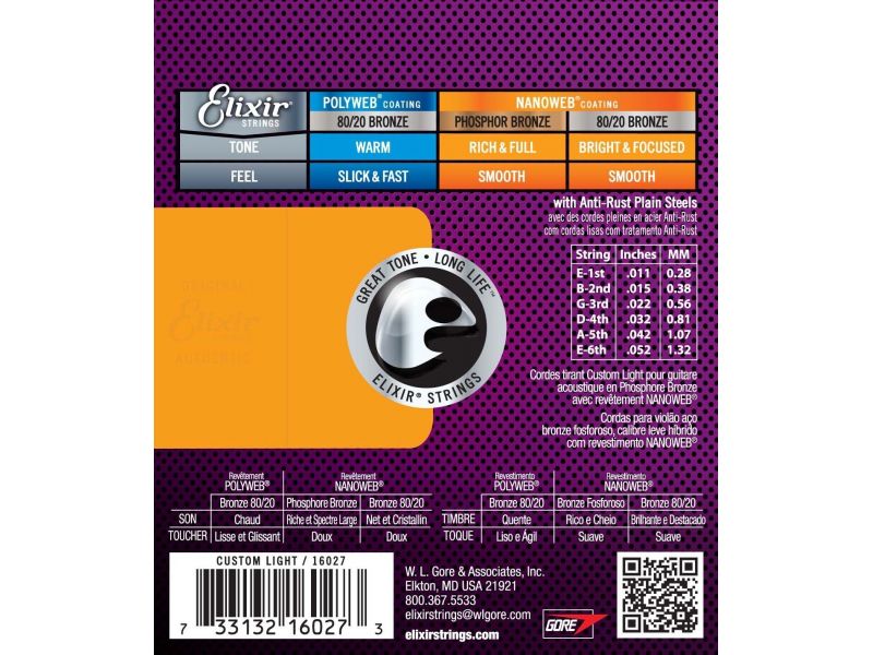 Купить Elixir 16027 Струны для акустической гитары (11-52)